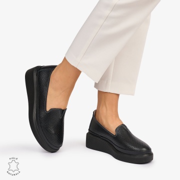 Balerini dama din Piele Naturala cu fundita CRL1074 CULOARE: Negru - Img 3