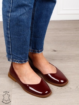 Balerini dama din piele naturala cu talpa usoara si plata CRL1630 BORDO - Img 3