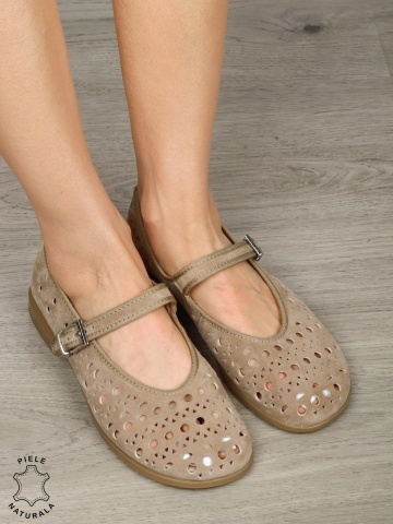 Balerini dama din piele naturala Intoarsa cu barete SI DESIGN UNIC CRL1629 VERDE - Img 2