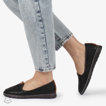 BALERINI dama din Piele naturala PERFORATA SLIP-ON CRL1359 NEGRU - Img 4