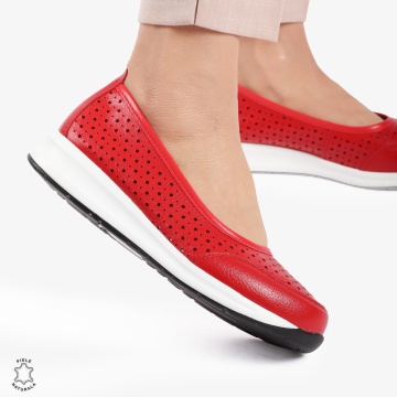 Balerini dama din Piele Naturala Slip-On CRL0721 ROSU - Img 2