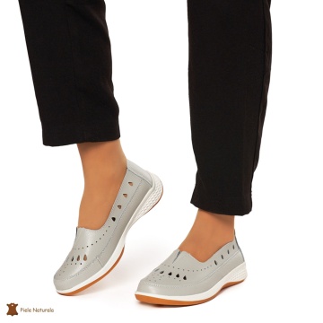 Balerini Dama Piele Naturala Slip-on CRL0074 GRI