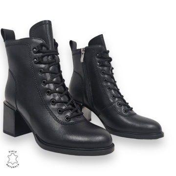 BOTINE DAMA CU TOC GROS din PIELE NATURALA CRL0894 CULOARE:NEGRU - Img 2