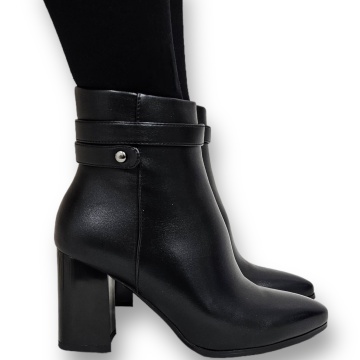 Botine DAMA din PIELE Ecologica cu FERMOAR si Catarama CRL0926 CULOARE: Negru - Img 2