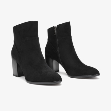 Botine dama din Piele Ecologica Intoarsa CRL0663 Negru - Img 2