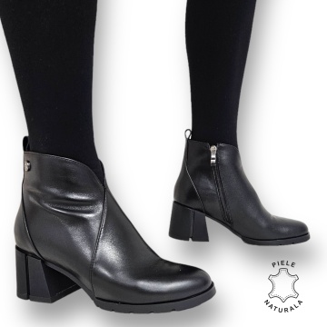 Botine DAMA din PIELE Naturala CRL0936 CULOARE: Negru - Img 2