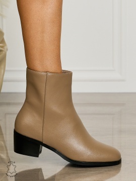 Botine DAMA din PIELE NATURALA CU TOC GROS CRL1506 Khaki - Img 2