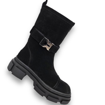 Cizme DAMA din PIELE NATURALA INTOARSA CRL0908 CULOARE: Negru - Img 2