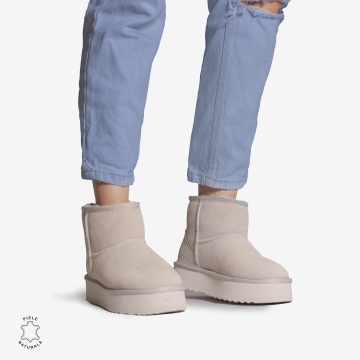 CIZME TIP UG DAMA din PIELE NATURALA INTOARSA CRL0893 CULOARE:GRI - Img 2