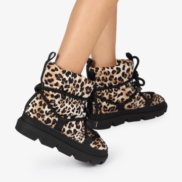 Ghete DAMA din Material Fas moderne cu imprimeu Leopard IMBLANITE CRL1257 Bej - Img 3