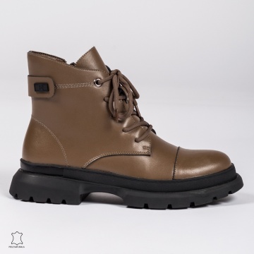 Ghete dama din Piele Naturala CRL0617 Khaki - Img 2