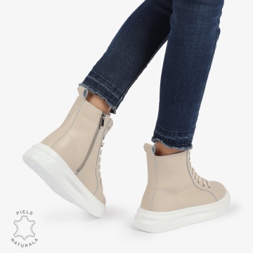Ghete dama din Piele Naturala CRL0652 BEJ - Img 3
