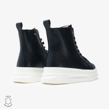 Ghete dama din Piele Naturala CRL0652 Bleumarin - Img 3