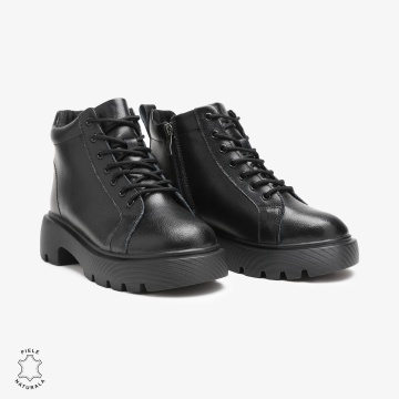 Ghete dama din Piele Naturala CRL0677 Negre - Img 2