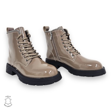 GHETE DAMA din PIELE NATURALA LUCIOASA CRL0896 CULOARE:khaki - Img 3