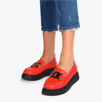 Mocasini dama din Piele Ecologica CRL0564 ROSU - Img 4