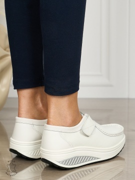 Mocasini dama din Piele Naturala CRL0063 ALB - Img 2