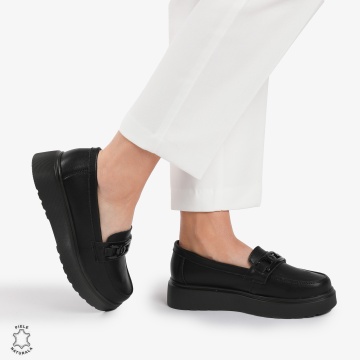 Mocasini dama din piele naturala CRL0787 NEGRU - Img 4