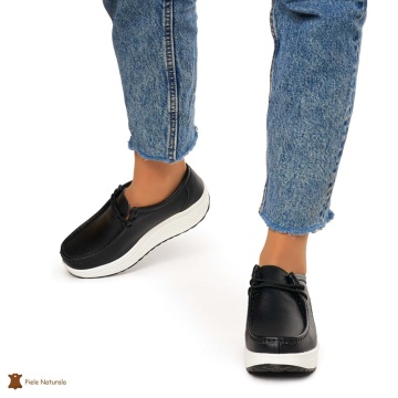 Mocasini dama din Piele Naturala CRL1219 NEGRU - Img 4
