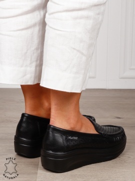 MOCASINI damă din piele naturală CRL1579 NEGRU - Img 3