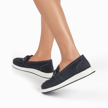 Mocasini dama din Piele Naturala Intoarsa CRL0840 NAVY - Img 3