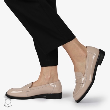 Mocasini dama din Piele Naturala LACUITA CU CATARAMA CRL1366 ROZ INCHIS - Img 2