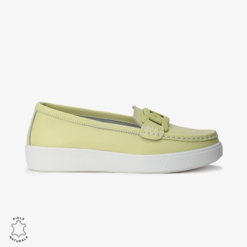 Mocasini Dama Piele Naturala cu talpa plata CRL0206 GALBEN - Img 2