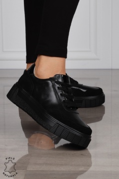 Pantofi Casual DAMA din PIELE Naturala Combinata cu Piele intoarsa CRL1521 NEGRU - Img 1