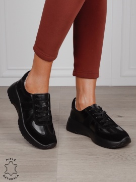 Pantofi Casual damă din piele naturală confortabile CRL1573 NEGRU - Img 2