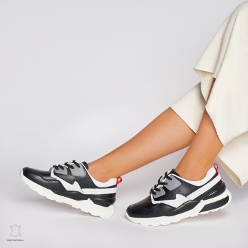 Pantofi Casual dama din Piele naturala CRL0035 Negru - Img 3