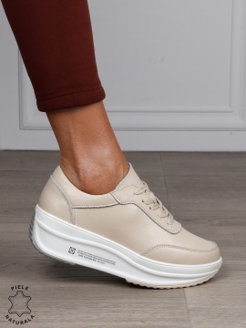 Pantofi casual dama din Piele naturală CRL0058 BEJ
