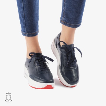 Pantofi casual dama din Piele naturală CRL0058 BLEUMARIN - Img 3