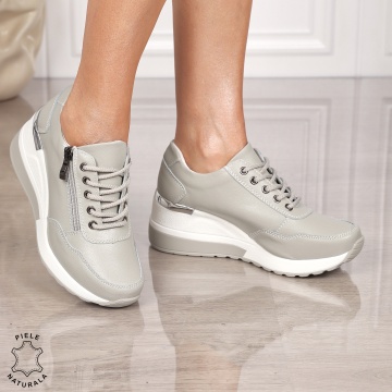 Pantofi Casual dama din Piele Naturala CRL0068 GRI
