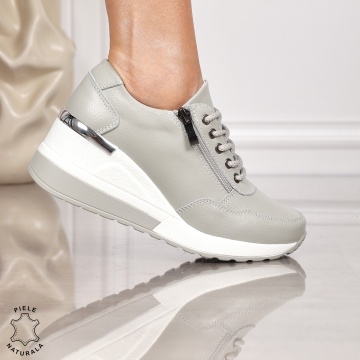 Pantofi Casual dama din Piele Naturala CRL0068 GRI - Img 2