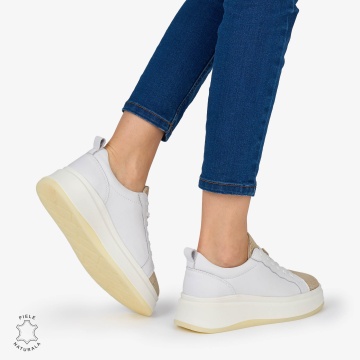 Pantofi Casual DAMA din PIELE Naturala CRL0947 CULOARE: ALB - Img 4