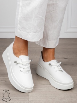 Pantofi Casual dama din Piele Naturala CRL1543 ALB - Img 3