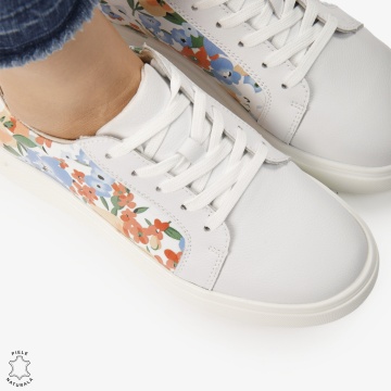 Pantofi Casual DAMA din PIELE Naturala cu imprimeu floral CRL0949 CULOARE: Alb - Img 2