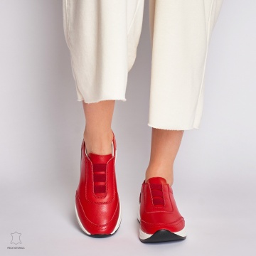 Pantofi Casual dama din Piele naturala CU INCHIDERE ELASTIC CRL1233 ROSU - Img 2