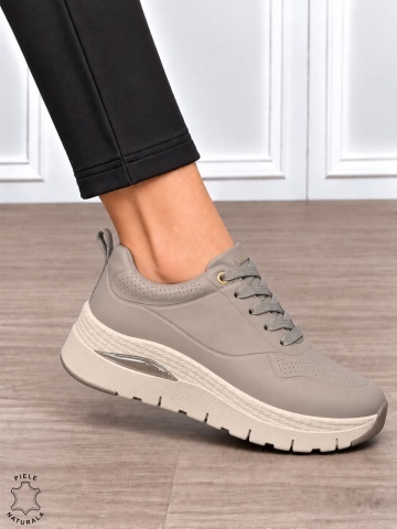 Pantofi casual damă din piele naturală cu stil versatil CRL1916 KHAKI - Img 2