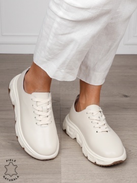 Pantofi Casual dama din Piele Naturala cu talpa speciala CRL1557 BEJ - Img 2