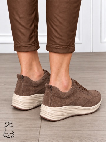 Pantofi casual damă din piele naturală Intoarsa cu stil clasic CRL1898 CAFENIU - Img 3