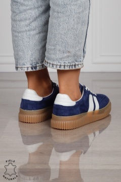 Pantofi Casual DAMA din Piele Naturala intoarsa, Model Retro CRL1531ROYALBLUE - Img 4