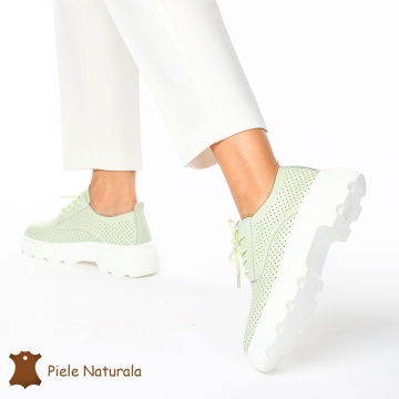 Pantofi Casual Dama Piele naturală CRL0207 VERDE - Img 2