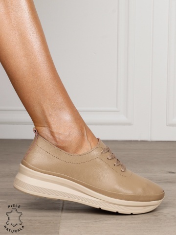 PANTOFI CASUAL Dama Piele Naturala USOR INALTA CRL1051 Culoare: KHAKI