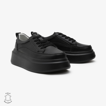 Pantofi Casual de dama din Piele Naturala CRL0566 NEGRU