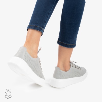 Pantofi Casual de dama din Piele Naturala CRL0572 Gri - Img 3