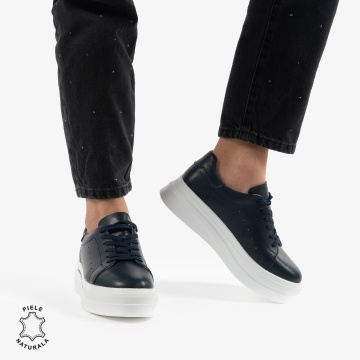 PANTOFI CASUAL DE DAMA DIN PIELE NATURALA CRL0769 navy - Img 2