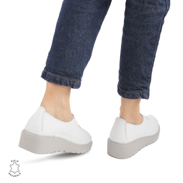 Pantofi Casual de dama din Piele Naturala CRL0918 ALB - Img 3