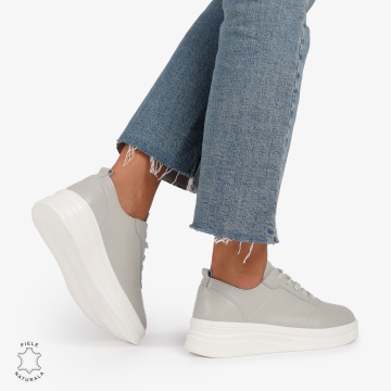 Pantofi Casual de dama din Piele Naturala CRL1206 GRI - Img 3
