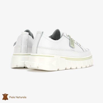 Pantofi Casual de dama din Piele naturala Interior confortabil CRL0488 Alb - Img 3